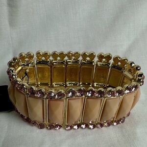 Gold and Pink Bracelet rectangular set stretchy bracelet new with tags